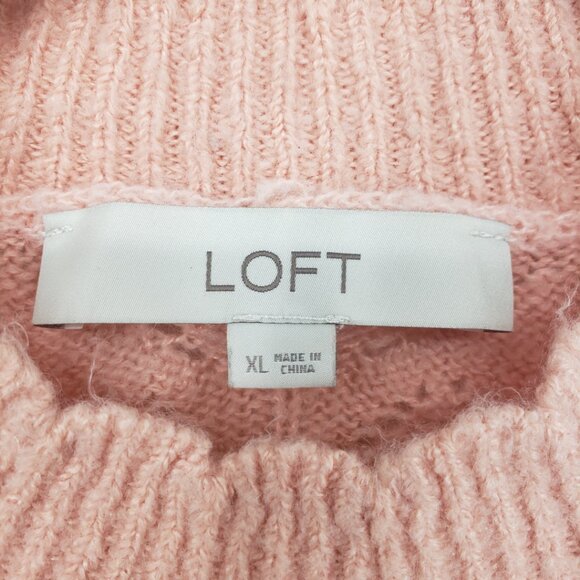 LOFT Pointelle Open Knit Pullover Sweater XL Scallop Trim Coquette Blush Pink - Picture 3 of 7